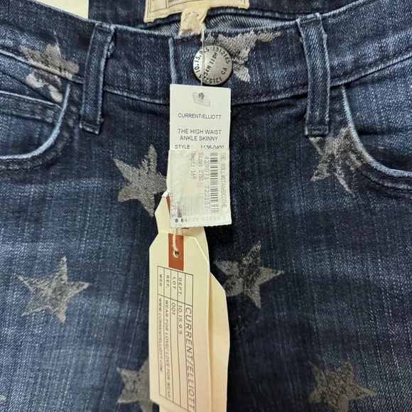 NWT $268 Current/Elliott Slim Cropped Straight Leg Jean Rollin Star Print - Picture 4 of 6